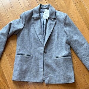 ZARA Light Gray Single-Button Women's Blazer
